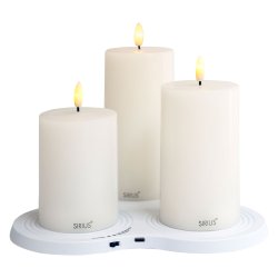 Sirius Sille Wiederaufladbares Set, 3er-Set 7,5cm, Wei, mit Multiladestation