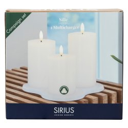 Sirius Sille Wiederaufladbares Set, 3er-Set 7,5cm, Wei, mit Multiladestation