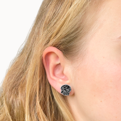 Flora hawthorn Stud Earrings Oxidised