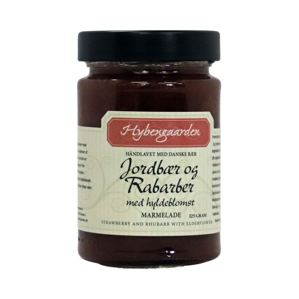 Hybeng�rden Jordb�r-Rabarbermarmelade med hyldeblomst